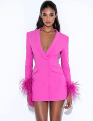 FEATHER CUT OUT BLAZER MINI DRESS