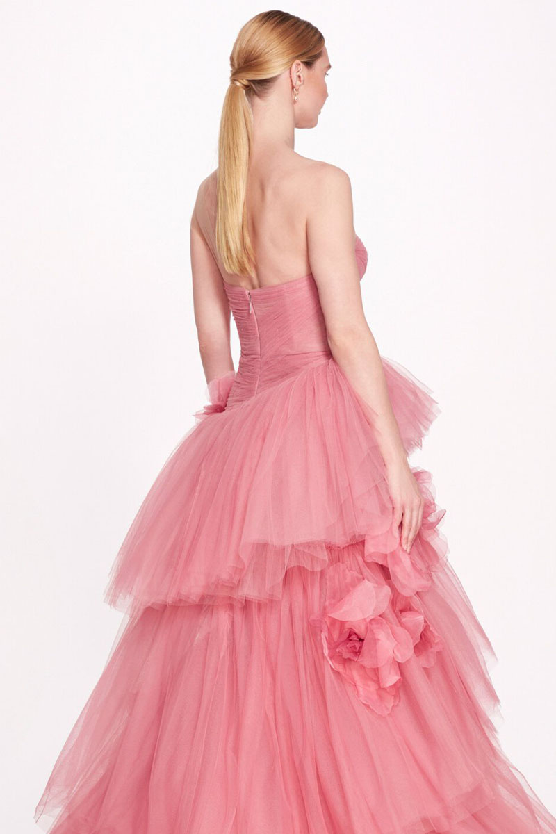 Isabella One-shoulder 3D Floral Soft Tulle Gown