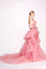 Isabella One-shoulder 3D Floral Soft Tulle Gown