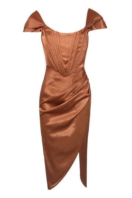 Leona Bodycon Dress - Tan Brown