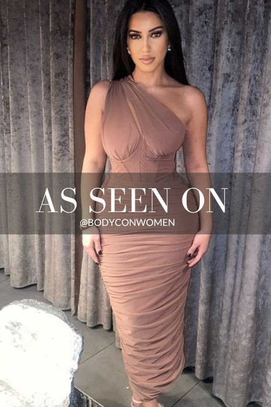 Lily Bodycon Wrap Midi Dress - Tan