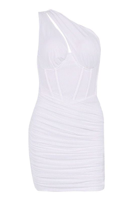 Lily Bodycon Wrap Mini Dress - Pearl White