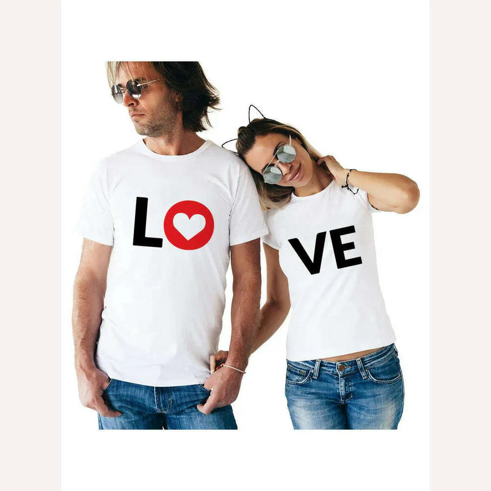 Lovers Summer Love Letter Print T Shirts Cotton Women T Shirts Heart Love Printing Cool Men Short Sleeve Couple Clothing