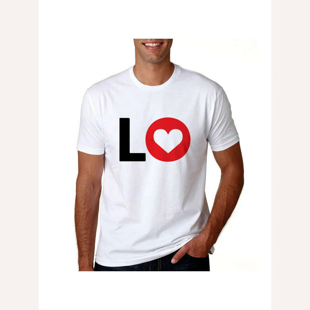 Lovers Summer Love Letter Print T Shirts Cotton Women T Shirts Heart Love Printing Cool Men Short Sleeve Couple Clothing