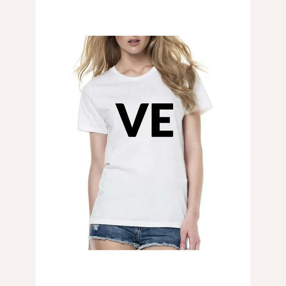 Lovers Summer Love Letter Print T Shirts Cotton Women T Shirts Heart Love Printing Cool Men Short Sleeve Couple Clothing