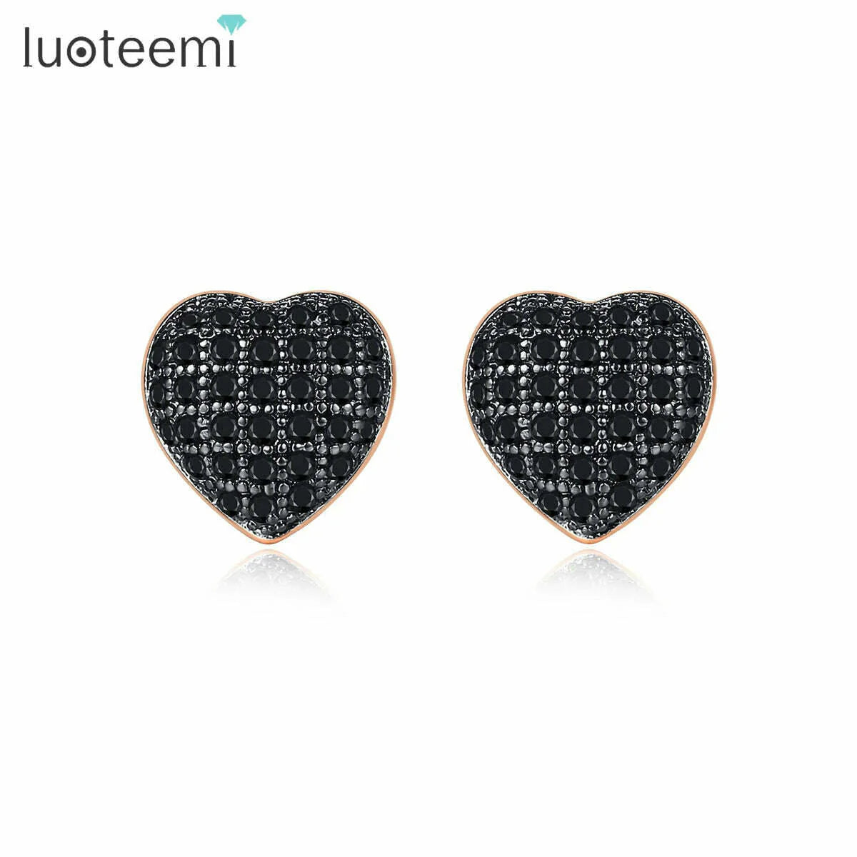 LUOTEEMI Lovely Small Heart Stud Earrings for Women Girls Dating Shiny Cubic Zircon Fashion Jewelry Friend Tiny Christmas Gifts