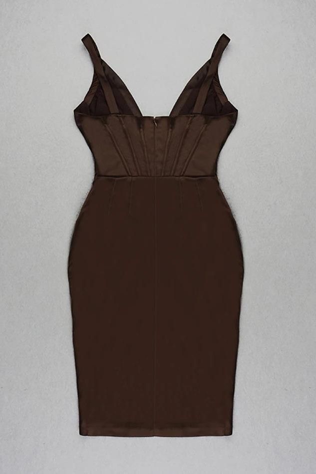 Maddi Bodycon Dress - Tan Brown