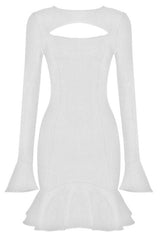 Mary Long Sleeve Bodycon Mini Dress - Pearl White