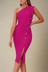 Mel Bodycon Midi Dress - Magenta Pink