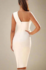 Mel Bodycon Midi Dress - Pearl White