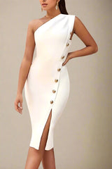 Mel Bodycon Midi Dress - Pearl White