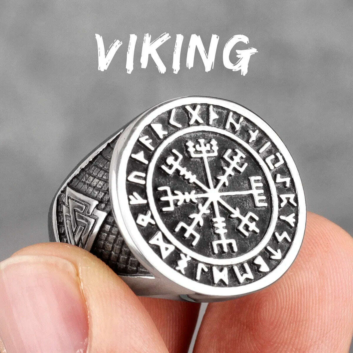 Myth Odin Triangle Symbol Viking Stainless Steel Mens Rings Vintage Charm for Male Boyfriend Jewelry Creativity Gift Wholesale