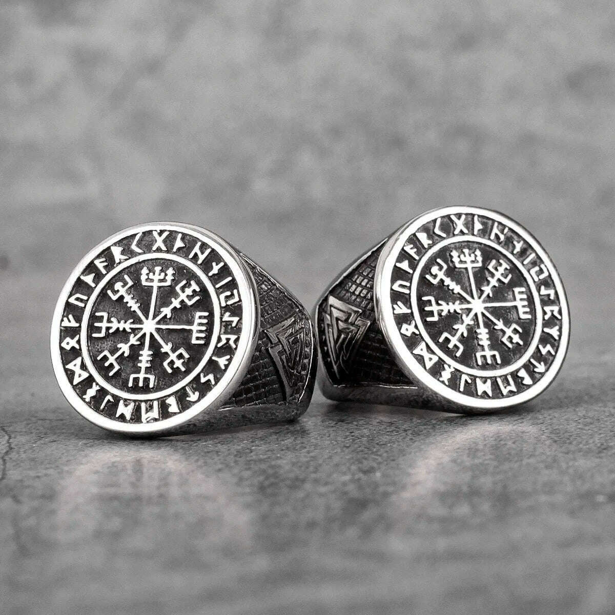 Myth Odin Triangle Symbol Viking Stainless Steel Mens Rings Vintage Charm for Male Boyfriend Jewelry Creativity Gift Wholesale