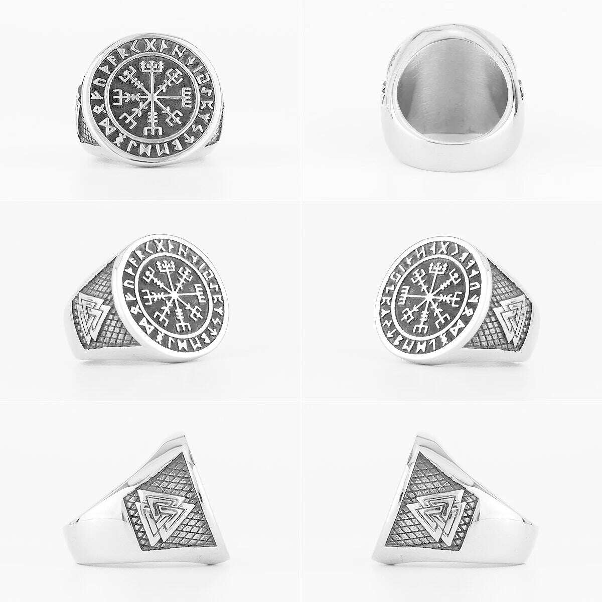 Myth Odin Triangle Symbol Viking Stainless Steel Mens Rings Vintage Charm for Male Boyfriend Jewelry Creativity Gift Wholesale