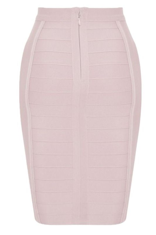 Pencil High Waist Bandage Knee Length Cocktail Skirt - Cream