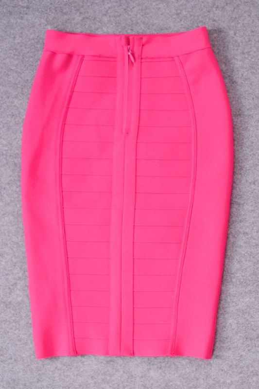 Pencil High Waist Bandage Knee Length Cocktail Skirt - Hot Pink