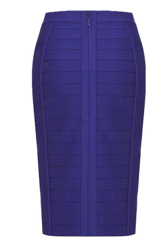 Pencil High Waist Bandage Knee Length Cocktail Skirt - Navy Blue