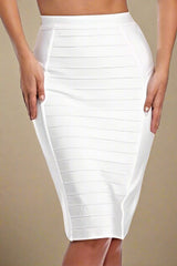 Pencil High Waist Bandage Knee Length Cocktail Skirt - Pearl White