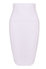 Pencil High Waist Bandage Knee Length Cocktail Skirt - Pearl White