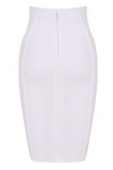 Pencil High Waist Bandage Knee Length Cocktail Skirt - Pearl White