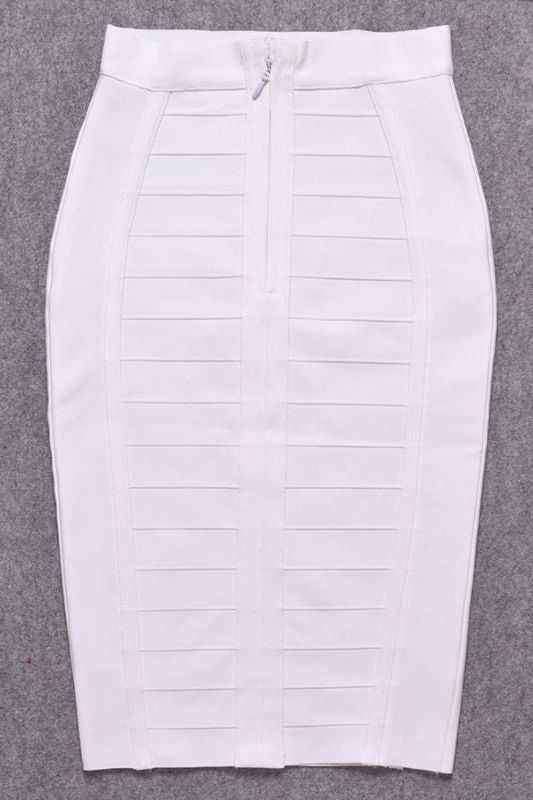 Pencil High Waist Bandage Knee Length Cocktail Skirt - Pearl White