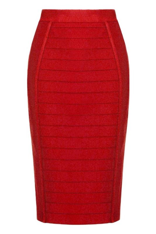 Pencil High Waist Bandage Knee Length Cocktail Skirt - Red Wine