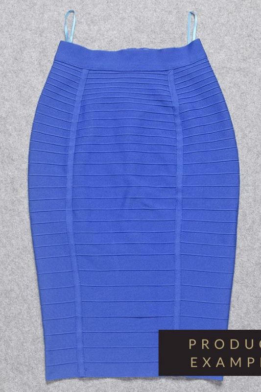 Pencil High Waist Bandage Knee Length Knitted Skirt - Navy Blue