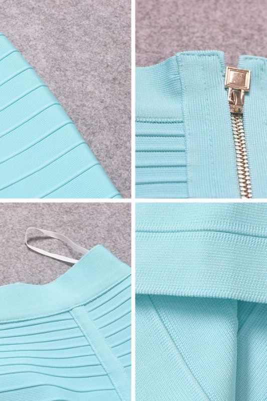 Pencil High Waist Bandage Knee Length Knitted Skirt - Sky Blue