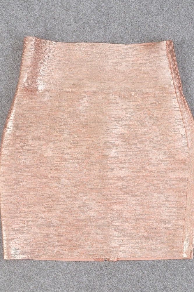 Pencil High Waist Bandage Metallic Mini Skirt - Baby Pink