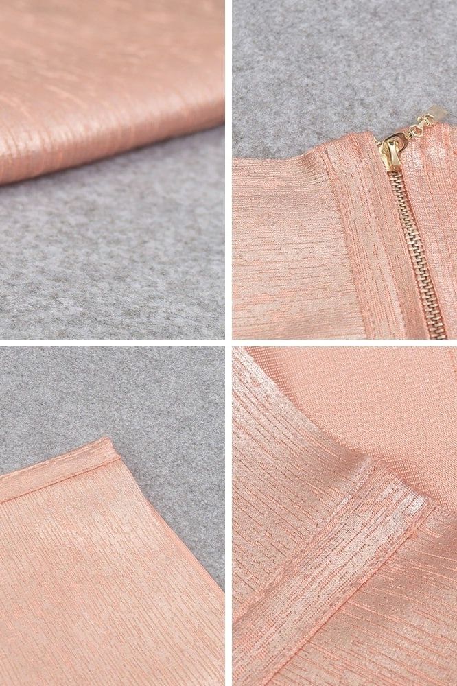 Pencil High Waist Bandage Metallic Mini Skirt - Baby Pink