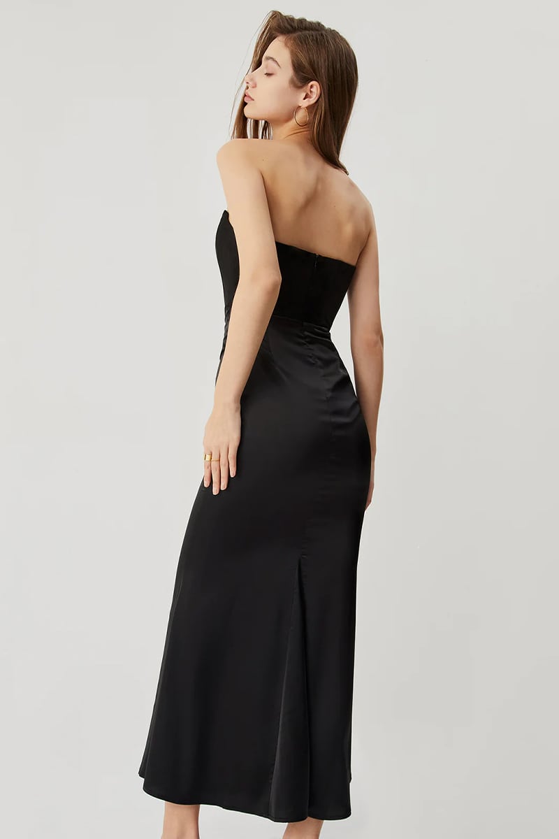 Reeta Black Strapless Corset Maxi Dress