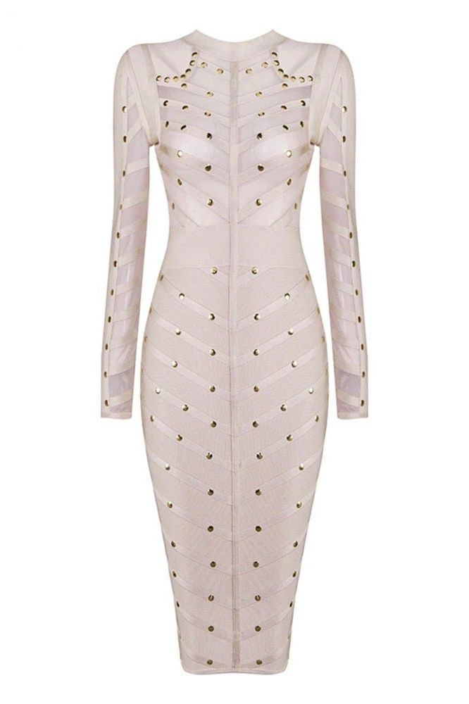 Rosa Long Sleeve Bodycon Dress - Cream