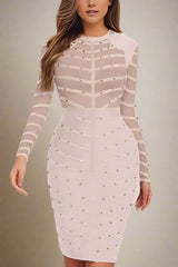 Rosa Long Sleeve Bodycon Dress - Cream