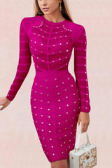 Rosa Long Sleeve Bodycon Dress - Neon Purple