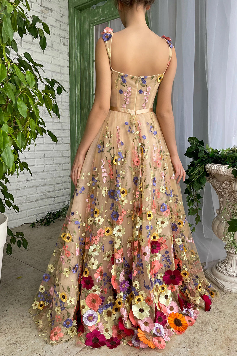 Royal Bloom Embroidered Maxi Dress