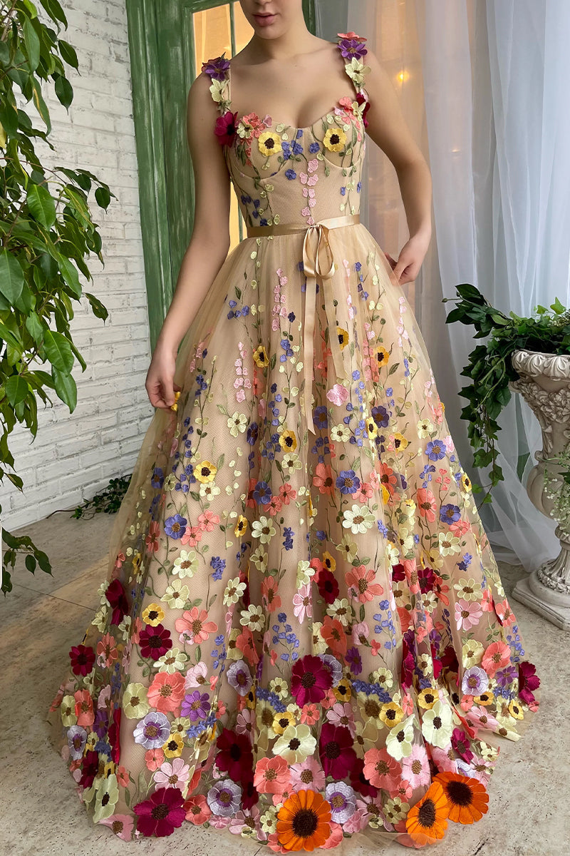 Royal Bloom Embroidered Maxi Dress