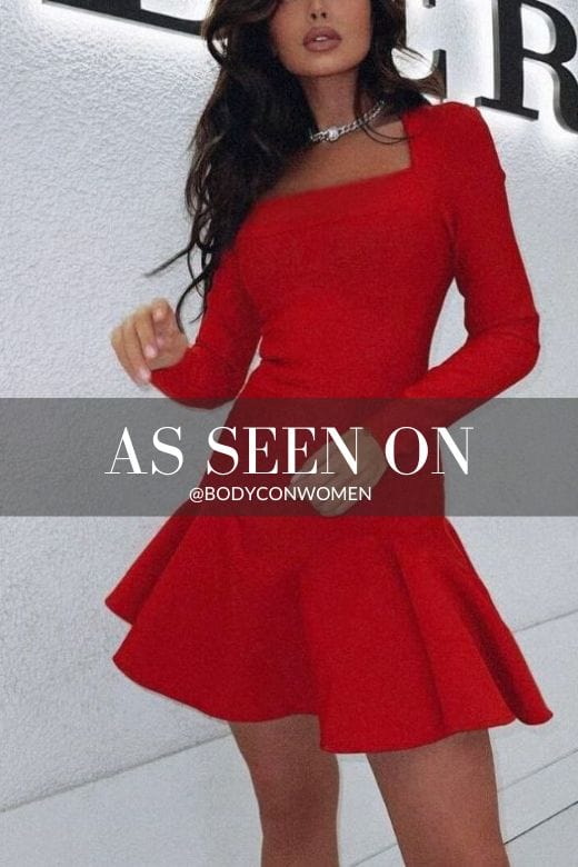 Sara Bodycon Long Sleeve Mini Dress - Lipstick Red