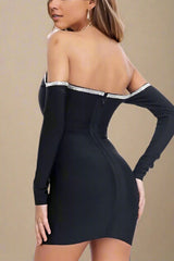 Seline Long Sleeve Bodycon Mini Dress - Classic Black