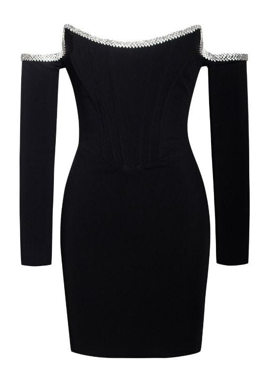 Seline Long Sleeve Bodycon Mini Dress - Classic Black