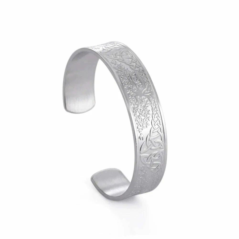 Stainless Steel Norse Vikings Runes Bracelet for Men Celtics Knots Tree Of Life Magnetic Cuff Bracelet Vintage Couples Jewelry