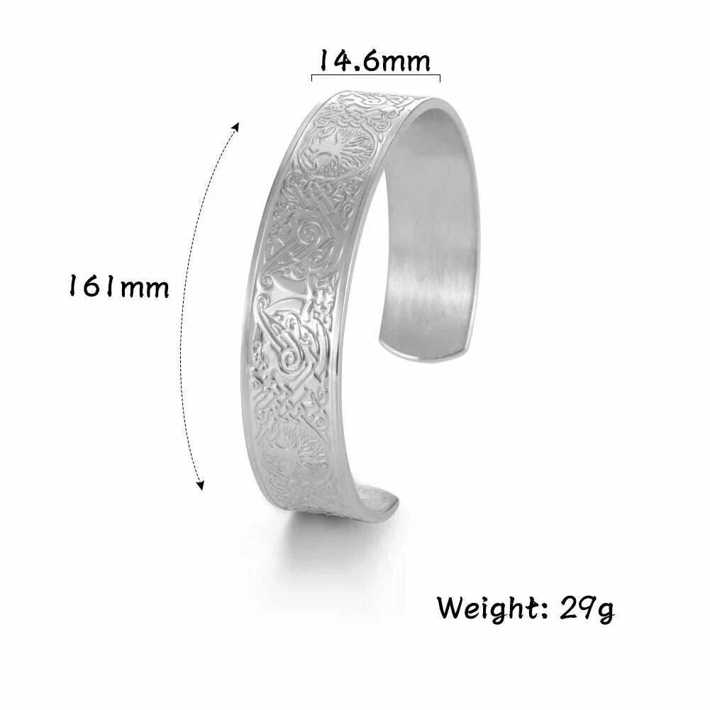 Stainless Steel Norse Vikings Runes Bracelet for Men Celtics Knots Tree Of Life Magnetic Cuff Bracelet Vintage Couples Jewelry