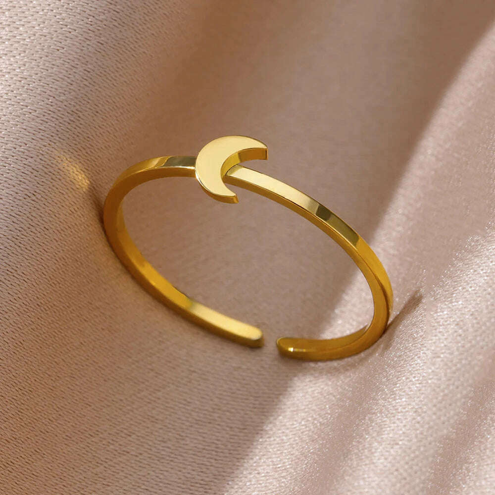 Stainless Steel Rings For Women Men Gold Color Hollow Wide Ring Female Male Engagement Wedding Party Finger Jewelry Gift Trend