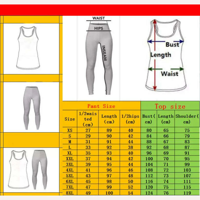 Summer Ladies Love Horse Print Yoga Sports Pants Sweatpants Leggings Cut Out Back Tank Tops Combo Suit XS-8XL