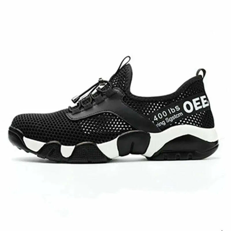 Summer Men Safety Work Shoes Men&#39;s Mesh Breathable Lightweight Casual Steel Toe Sneaker Prevent Piercing Protective Boots