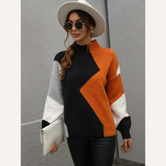 Sweater Women Fashion Tops 2022 Women Autumn Winter New Loose Color Matching Round Neck Sweater Long Sleeve Pullover Korean