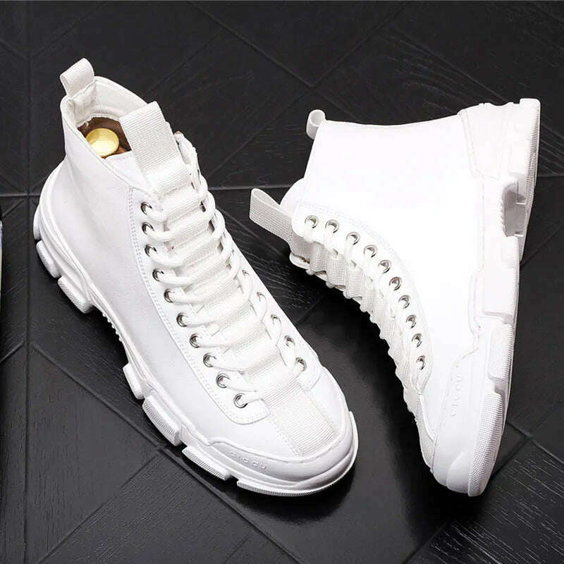 Top Quality Fashion Men's Casual Shoes leather Platform Men Sneakers Male Man Trending Leisure High Tops Shoes for Men