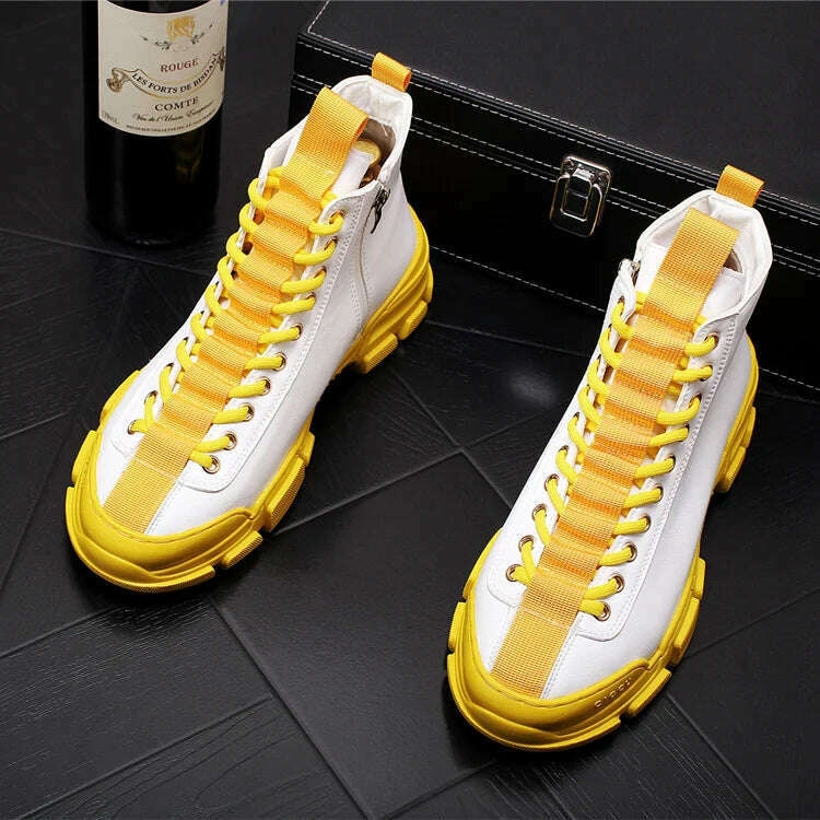 Top Quality Fashion Men's Casual Shoes leather Platform Men Sneakers Male Man Trending Leisure High Tops Shoes for Men