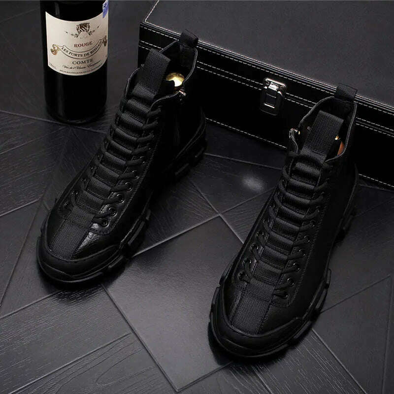 Top Quality Fashion Men's Casual Shoes leather Platform Men Sneakers Male Man Trending Leisure High Tops Shoes for Men