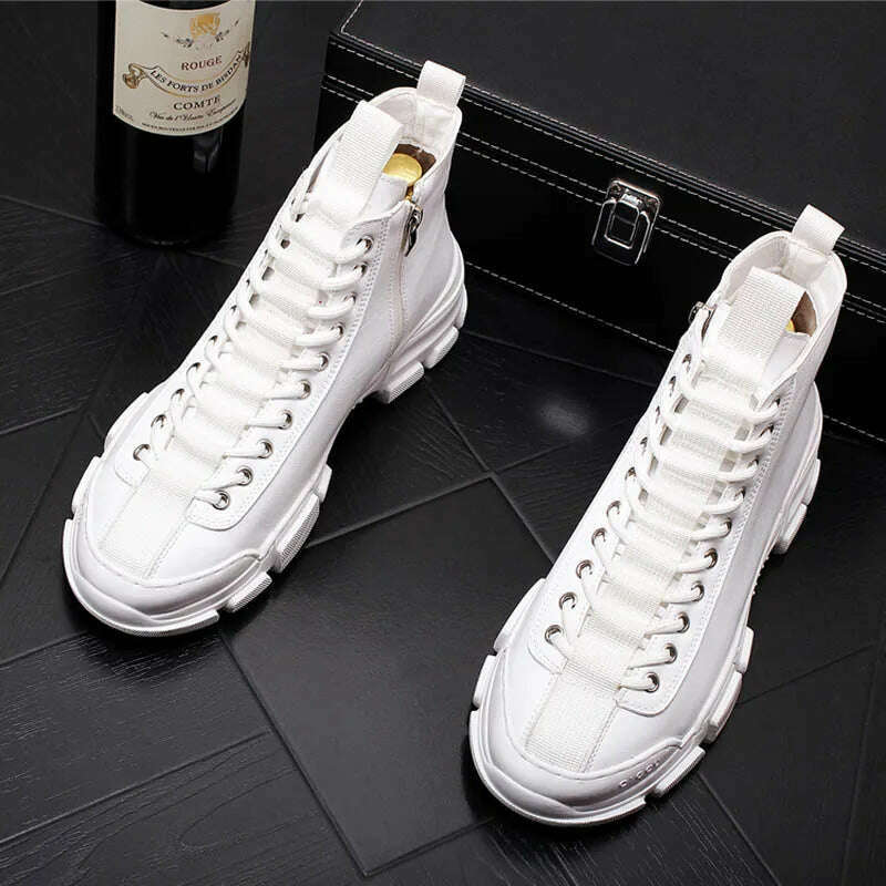 Top Quality Fashion Men's Casual Shoes leather Platform Men Sneakers Male Man Trending Leisure High Tops Shoes for Men