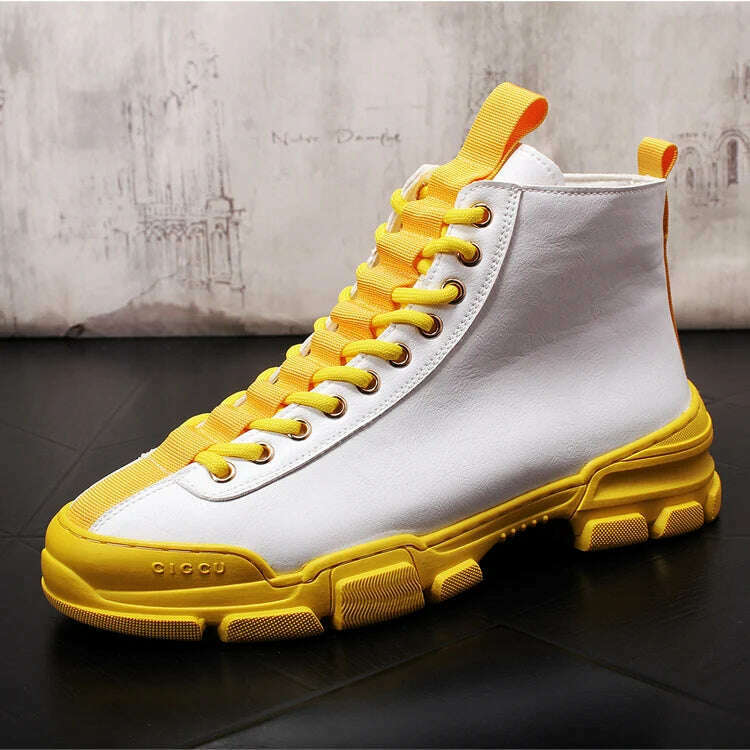 Top Quality Fashion Men's Casual Shoes leather Platform Men Sneakers Male Man Trending Leisure High Tops Shoes for Men